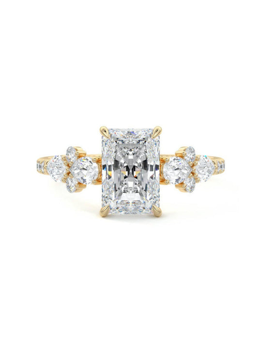 Crystal- 2.20 CT Radiant Cluster Moissanite Ring