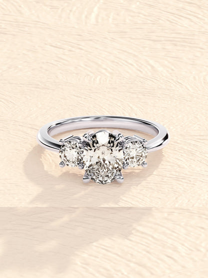 Johnny- 2.0 CT Oval Three Stone Style Moissanite Ring
