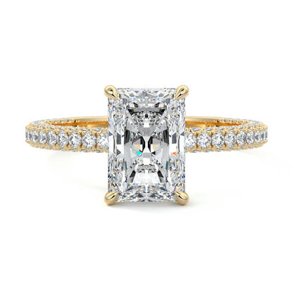 Esther- 3.0 CT Radiant Hidden Halo pave Moissanite Ring