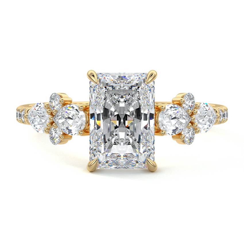 Crystal- 2.20 CT Radiant Cluster Moissanite Ring