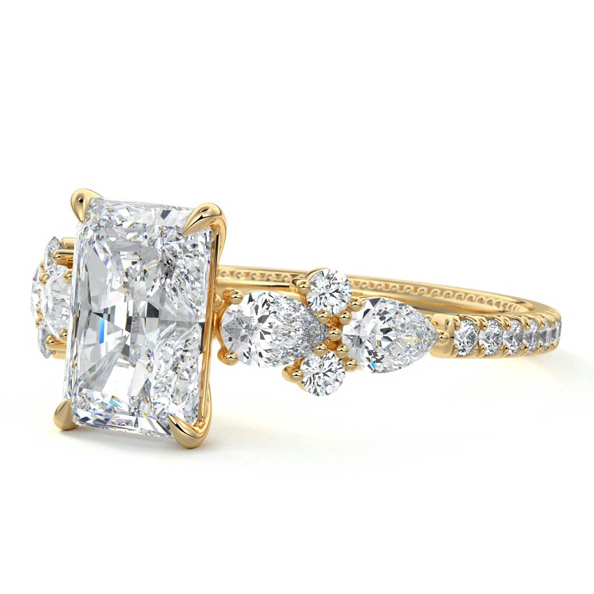 Crystal- 2.20 CT Radiant Cluster Moissanite Ring