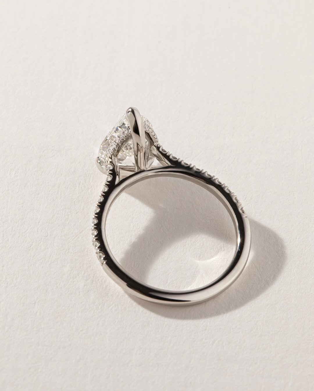 2.40 CT Pear E/VVS1 CVD Diamond Pave Style Engagement Ring