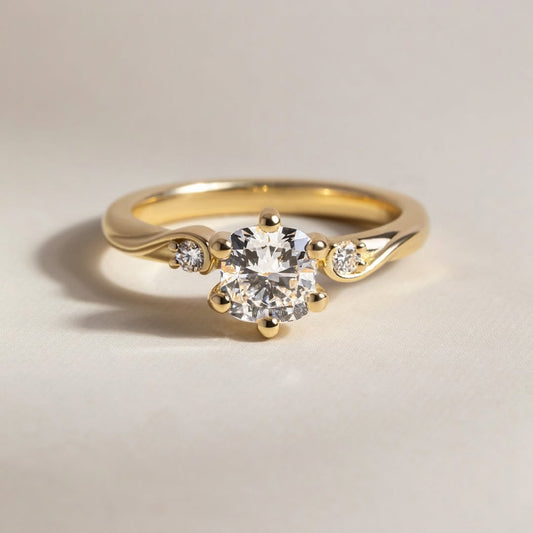 0.90 CT Cushion E/VVS1 CVD Diamond Three Stone Style Engagement Ring