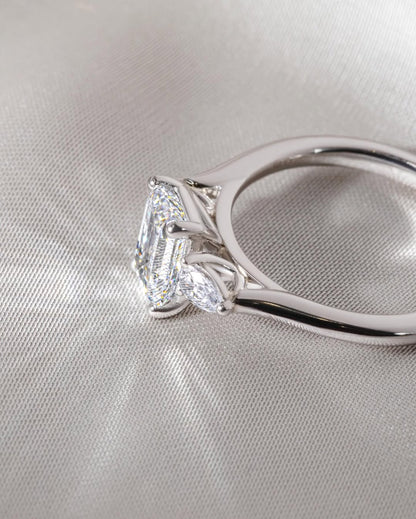 1.20 CT Emerald E/VS2 CVD Diamond Three Stone Style Engagement Ring