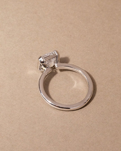3.10 CT Asscher E/VVS1 CVD Diamond Half Bezel Style Engagement Ring