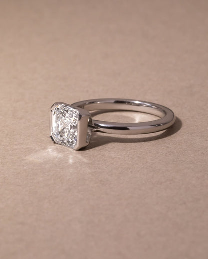 3.10 CT Asscher E/VVS1 CVD Diamond Half Bezel Style Engagement Ring