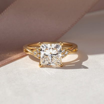 2.70 CT Princess F/VS1 CVD Diamond Vintage Style Engagement Ring