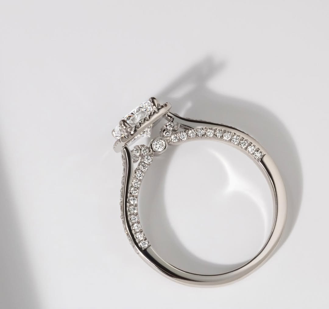 1.20 CT Radiant E/VVS2 CVD Diamond Pave & Halo Style Engagement Ring