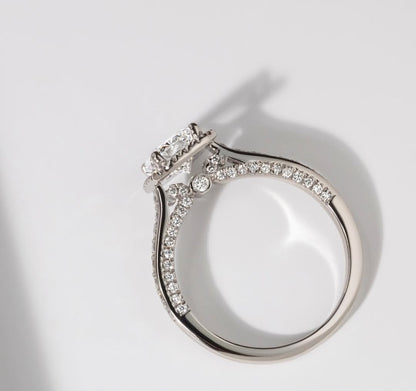 1.20 CT Radiant E/VVS2 CVD Diamond Pave & Halo Style Engagement Ring