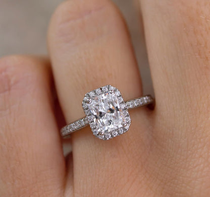 1.20 CT Radiant E/VVS2 CVD Diamond Pave & Halo Style Engagement Ring