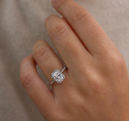 1.20 CT Radiant E/VVS2 CVD Diamond Pave & Halo Style Engagement Ring