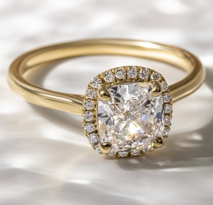 2.0 CT Cushion F/VS2 CVD Diamond  Halo Style Engagement Ring