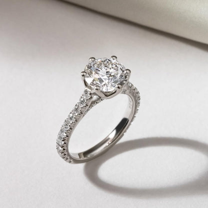 1.5 CT Round E/VS2 CVD Diamond Pave Style Engagement Ring