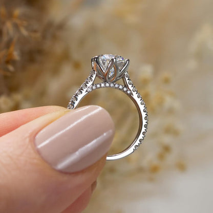 1.5 CT Round E/VS2 CVD Diamond Pave Style Engagement Ring