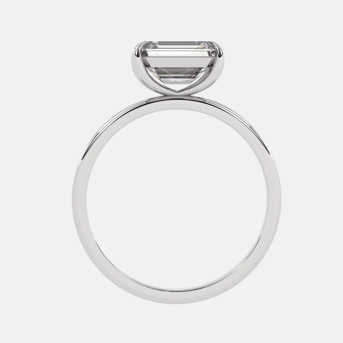 Gladys- 1.0 CT East West Emerald Solitaire Moissanite Ring