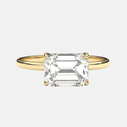 Gladys- 1.0 CT East West Emerald Solitaire Moissanite Ring