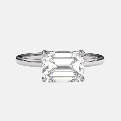 Gladys- 1.0 CT East West Emerald Solitaire Moissanite Ring