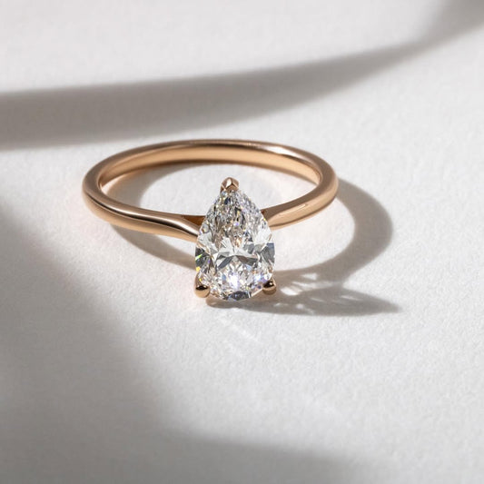 1.80 CT Pear E/VS2 CVD Diamond Cathedral Style Engagement Ring