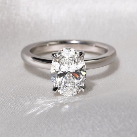 1.56 CT Oval F/VS2 CVD Diamond Solitaire Style Engagement Ring
