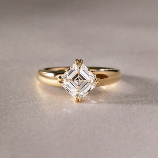 1.60 CT Asscher E/VVS2 CVD Diamond Solitaire Style Engagement Ring