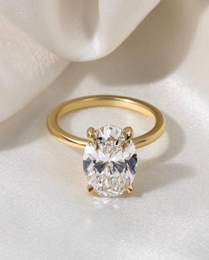 4.05 CT Oval F/VS2 CVD Diamond Solitaire Style Engagement Ring