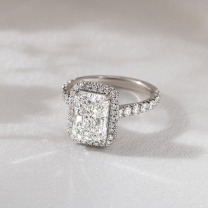 2.23 CT Radiant F/VVS2 CVD Diamond Pave & Halo Style Engagement Ring