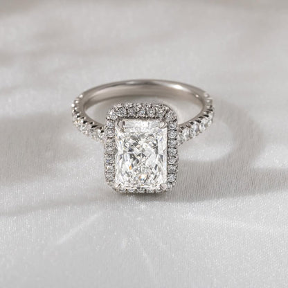 2.23 CT Radiant F/VVS2 CVD Diamond Pave & Halo Style Engagement Ring