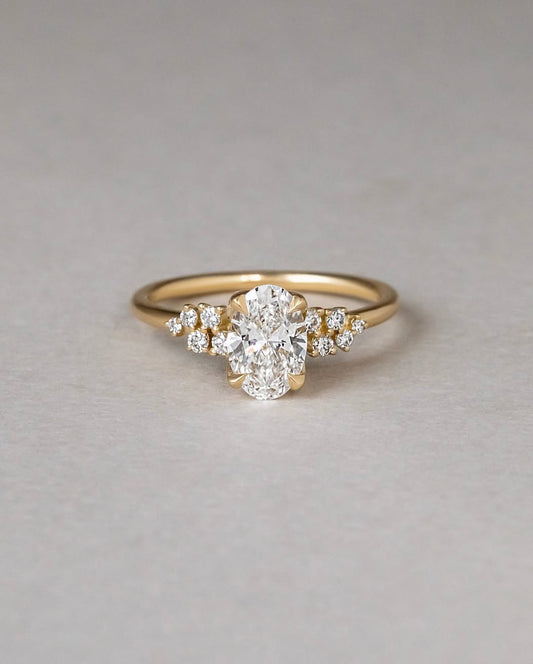 1.10 CT Oval E/VVS2 CVD Diamond Cluster Style Engagement Ring