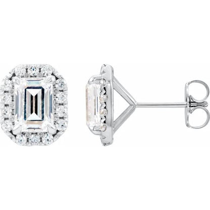 Juliette- 1.40 TCW  Emerald Halo Moissanite Earrings