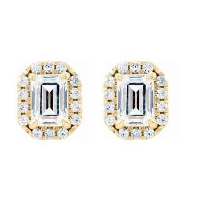 Juliette- 1.40 TCW  Emerald Halo Moissanite Earrings