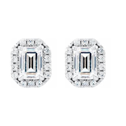 Juliette- 1.40 TCW  Emerald Halo Moissanite Earrings