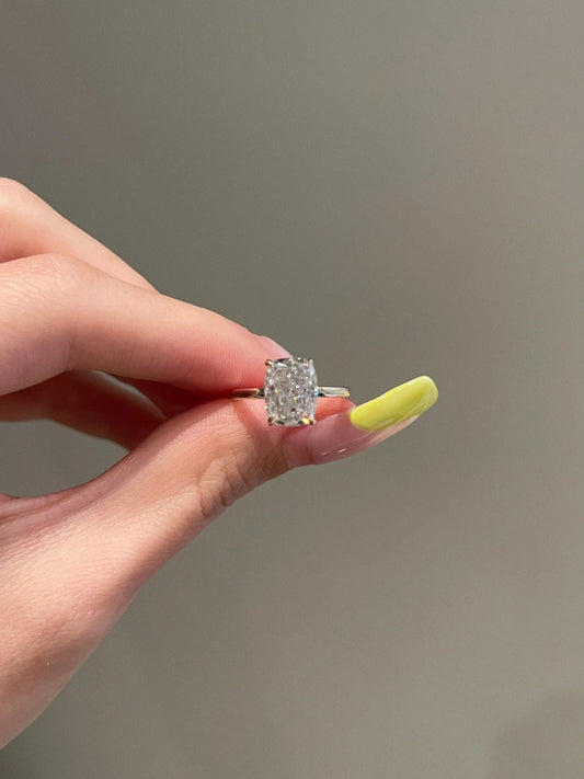 Frances- 3.0 CT Cushion Hidden Halo Moissanite Ring
