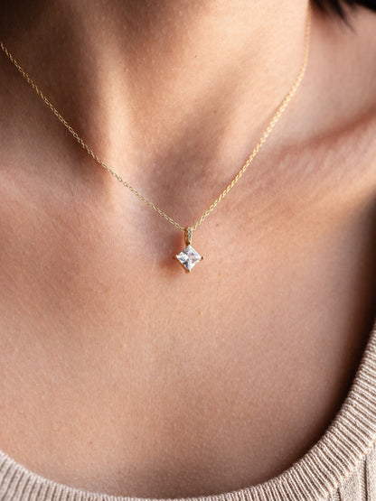 Genevieve-2.50 CT Princess Solitaire Moissanite Necklace