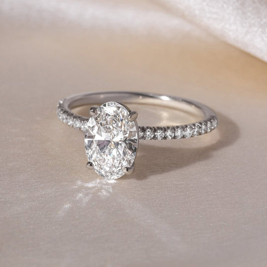 2.20 CT Oval D/VS1 CVD Diamond Pave Style Engagement Ring