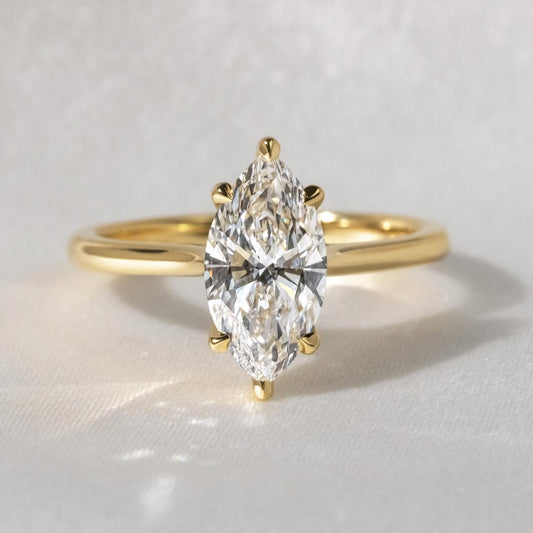 1.5 CT Marquise G/VS1 CVD Diamond Hidden Halo Style Engagement Ring