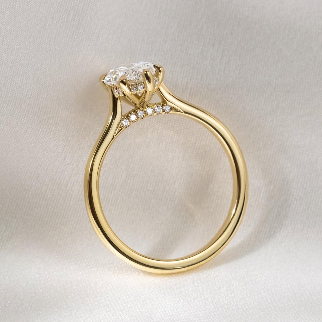 1.5 CT Marquise G/VS1 CVD Diamond Hidden Halo Style Engagement Ring
