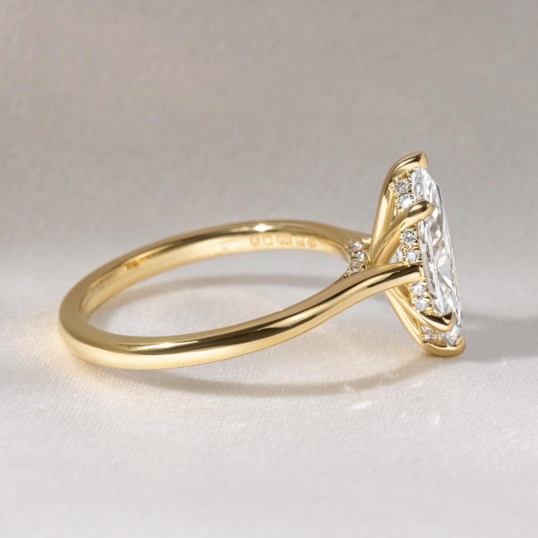 1.5 CT Marquise G/VS1 CVD Diamond Hidden Halo Style Engagement Ring