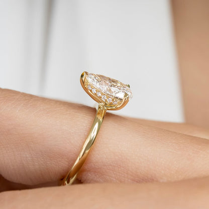 2.0 CT Pear D/VS2 CVD Diamond Hidden Halo Style Engagement Ring