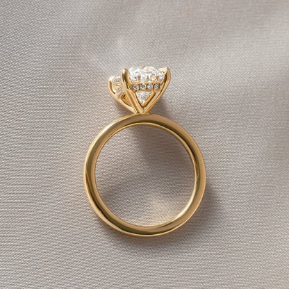 3.0 CT Oval E/VVS2 CVD Diamond Half Hidden Halo Style Engagement Ring