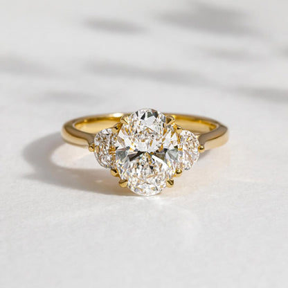 1.90 CT Oval E/VS1 CVD Diamond Three Stone Style Engagement Ring