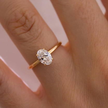 1.0 CT Oval F/VS2 CVD Diamond Hidden Halo Style Engagement Ring