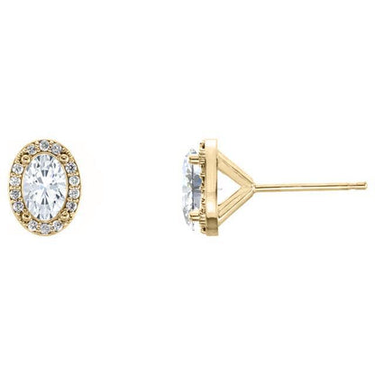 Amara- 2.0 TCW Oval Halo Moissanite Earrings