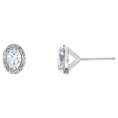 Amara- 2.0 TCW Oval Halo Moissanite Earrings