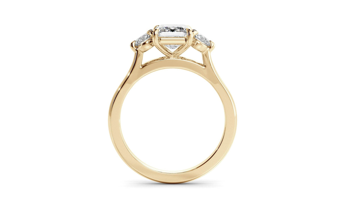 Christine- 1.0 CT Emerald Three Stone Style Moissanite Ring