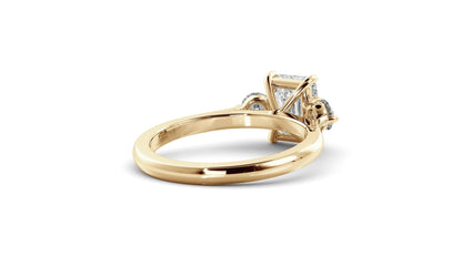 Christine- 1.0 CT Emerald Three Stone Style Moissanite Ring