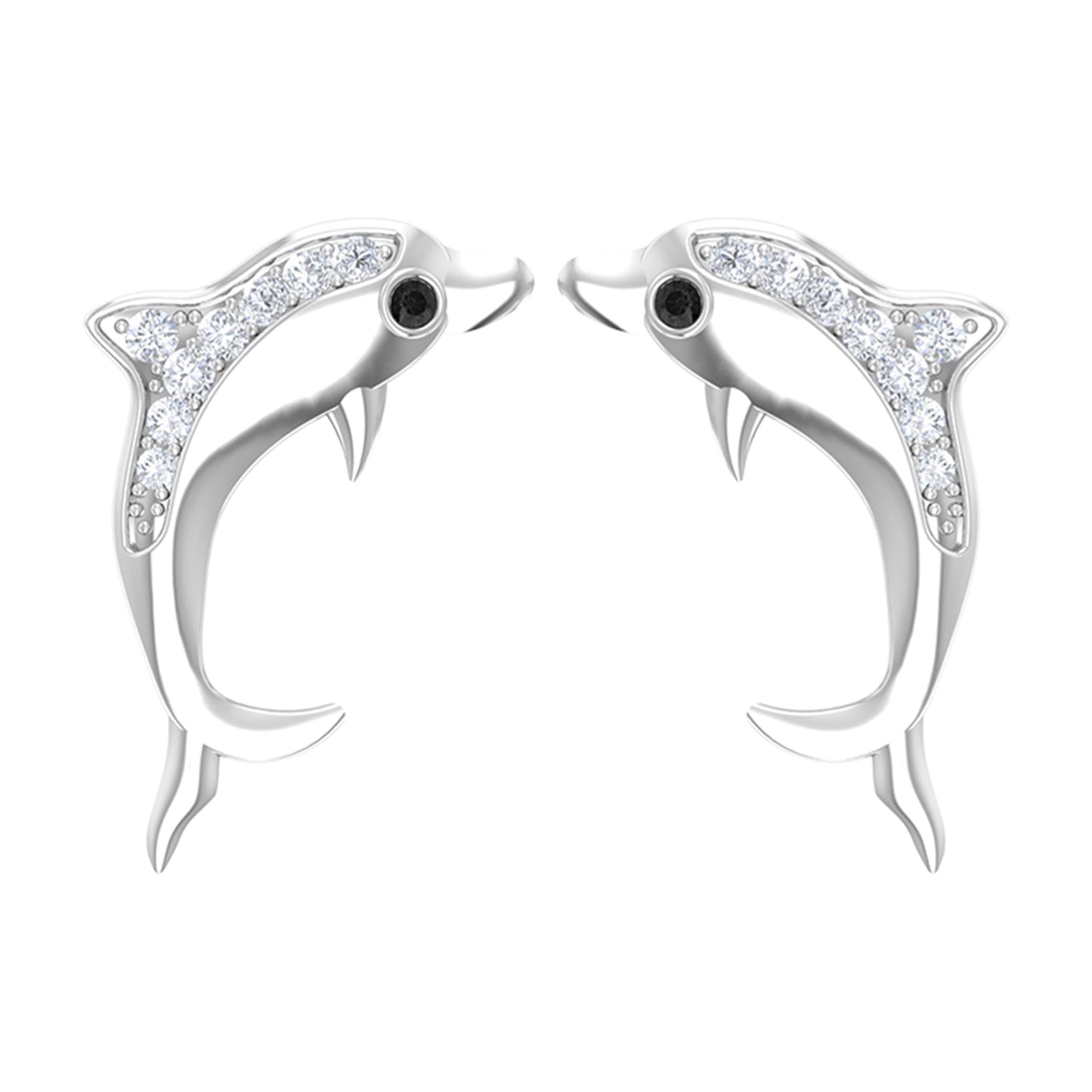 Ariel- 0.20TCW Round Dolphin Moissanite Earrings