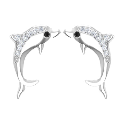 Ariel- 0.20TCW Round Dolphin Moissanite Earrings