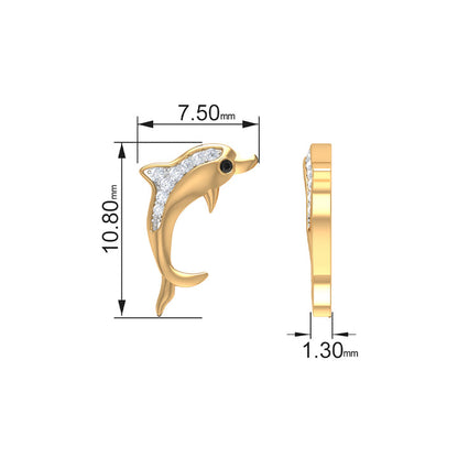 Ariel- 0.20TCW Round Dolphin Moissanite Earrings