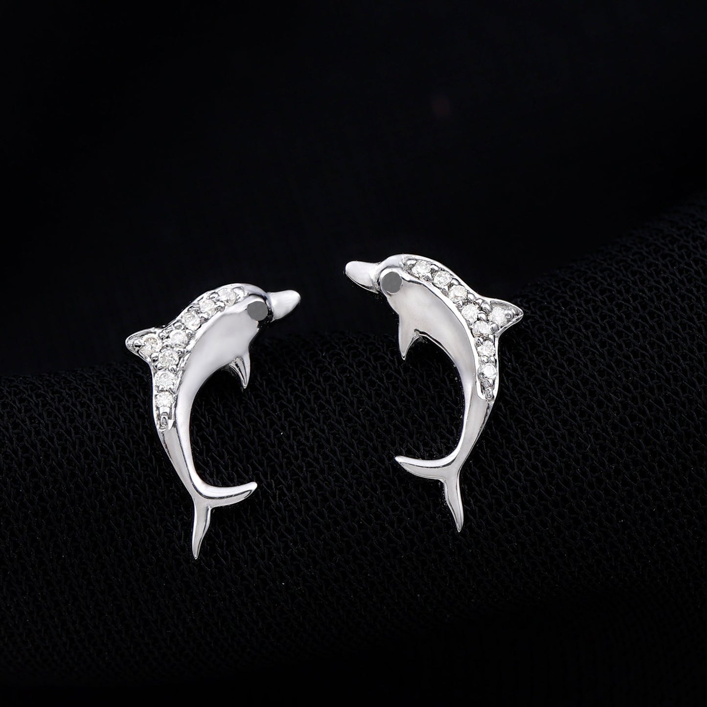 Ariel- 0.20TCW Round Dolphin Moissanite Earrings