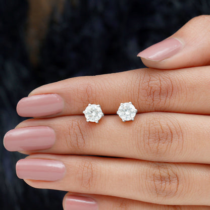 Serenity- 1.97 TCW Round Solitaire Moissanite Earrings